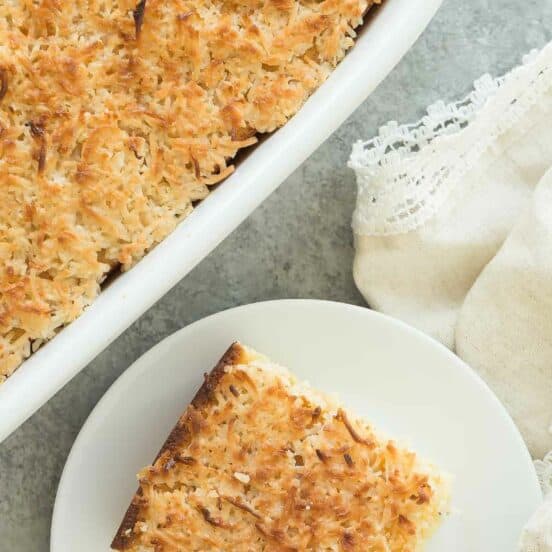 Hot Milk Cake with Broiled Coconut Frosting + VIDEO (Lazy Daisy)