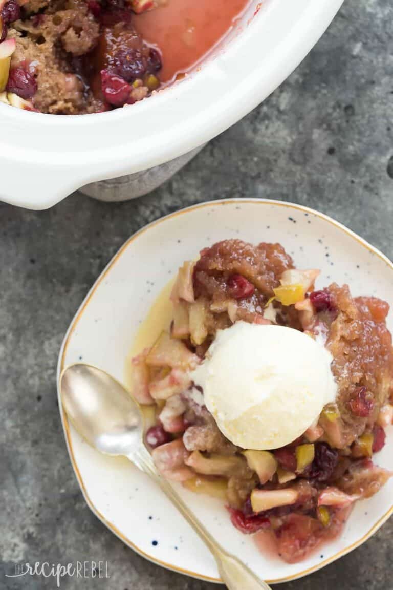 Slow Cooker Cranberry Apple Cobbler Recipe + VIDEO