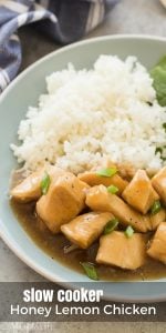 This Slow Cooker Honey Lemon Chicken is a little sweet, a little tangy and perfect over rice or noodles! It's an easy crockpot meal for those busy days! Includes step by step recipe video. | crockpot dinner | crockpot recipe | crock pot | slow cooker recipe | easy dinner | healthy dinner | low calorie | healthy diet