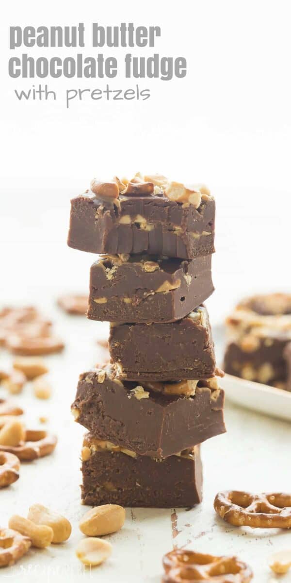 Peanut Butter Chocolate Fudge with Pretzels