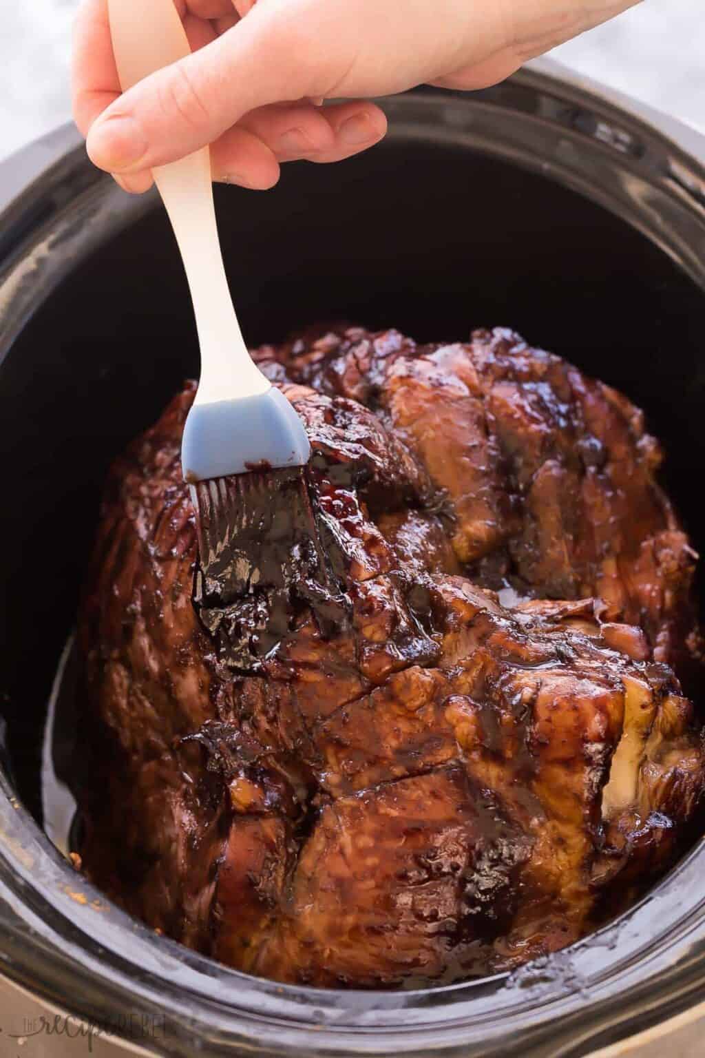 Slow Cooker Balsamic Cherry Glazed Ham Recipe + VIDEO