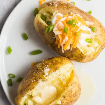 instant pot baked potatoes on plate
