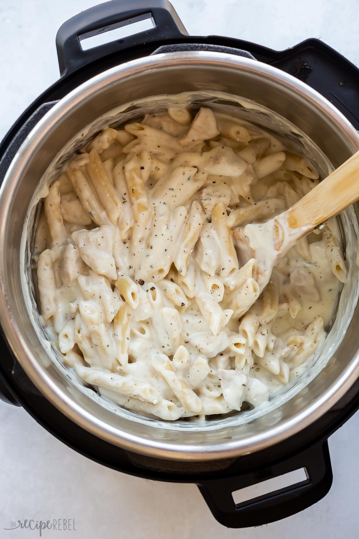 cheese stirred into pasta in instant pot.