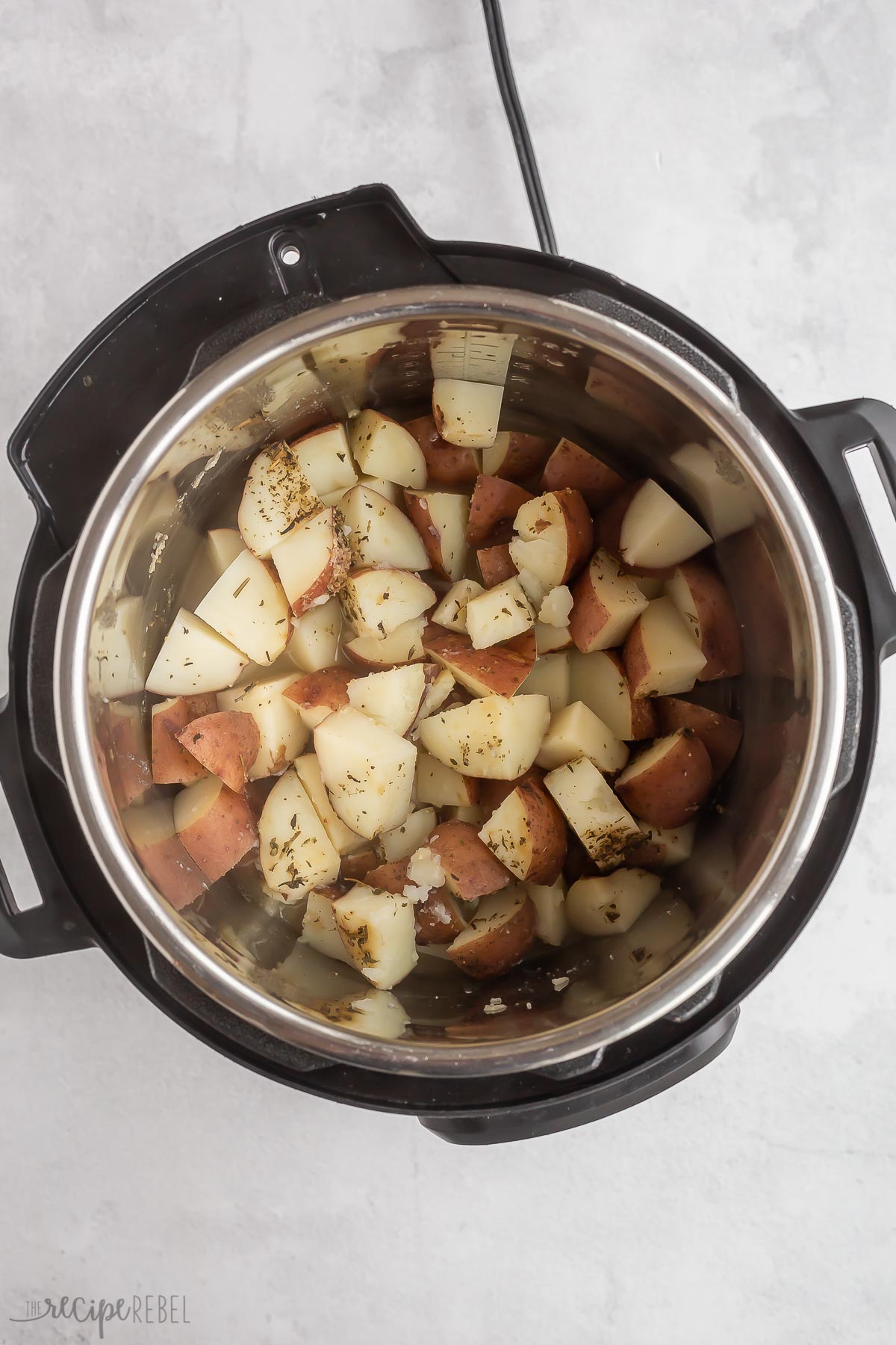 potatoes in pressure cooker after cooking.