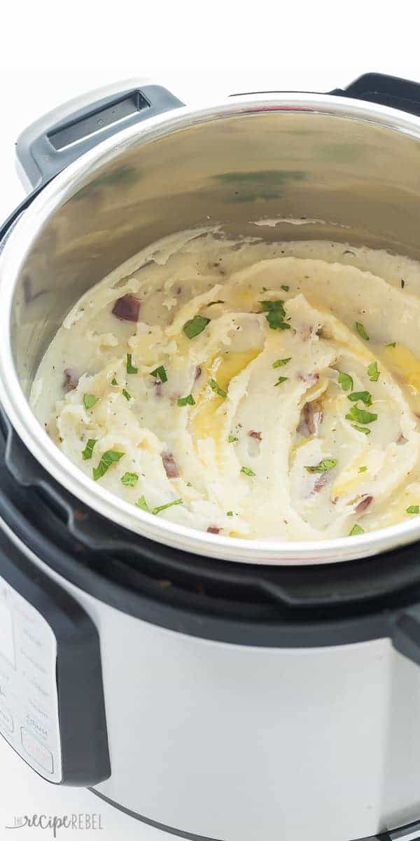 These Instant Pot Mashed Potatoes are so easy! They're made in one pot with no draining and they turn out so incredibly creamy. Perfect for a side dish for Easter, Christmas, Thanksgiving or any holiday!