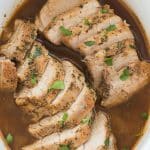 pork tenderloin in crock pot sliced
