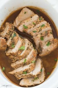 pork tenderloin in crock pot sliced