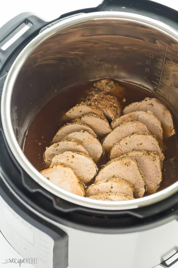 cooked pork tenderloin in instant pot sliced