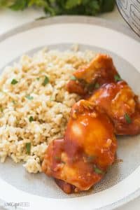 bbq instant pot chicken thighs on a plate