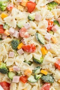 creamy ranch pasta salad close up