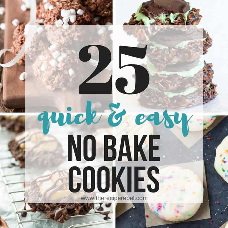 no bake cookies collage square with four images and text