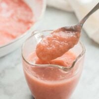 This Rhubarb Sauce Recipe is a quick, easy way to make the most of that Spring rhubarb! It's tart and sweet and perfect over ice cream, cake, vanilla yogurt or pancakes for breakfast. Includes variations: strawberry rhubarb sauce, blueberry, and more. With step by step RECIPE VIDEO you can follow along.