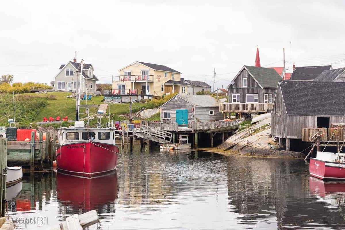 peggy's cove nova scotia fishing boats and shacks