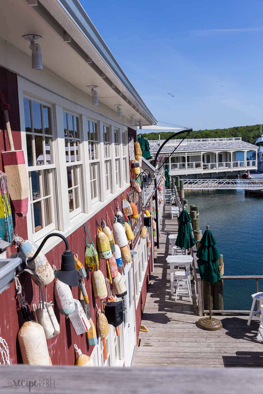 stewman's lobster pound bar harbor outside with small deck and tables