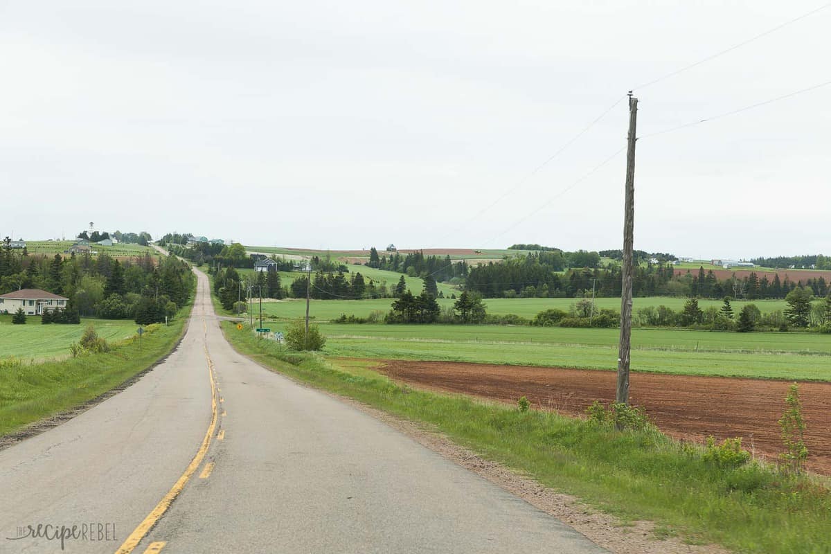 pei driving down the two lane highway