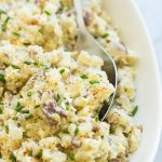 potato salad close up with spoon