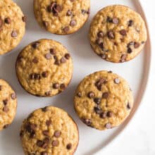 banana oatmeal muffins overhead