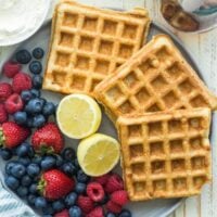 ricotta yeast waffles on a plate