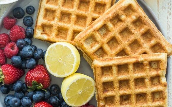 ricotta yeast waffles on a plate