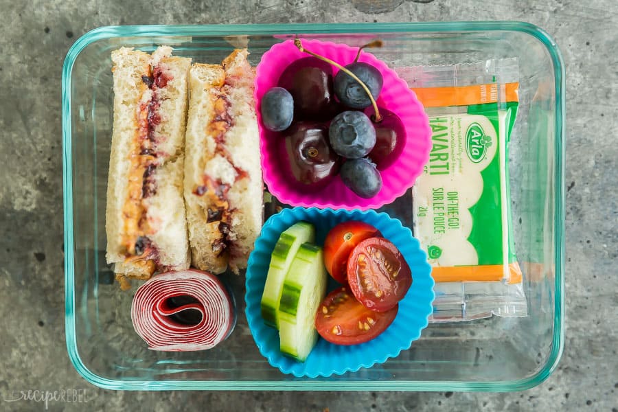 peanut butter and jam sandwich lunch box idea for kids