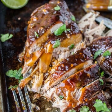 close up image of asian pork tenderloin.