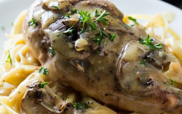 crockpot chicken marsala over pasta