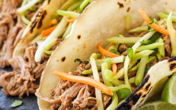 slow cooker korean pork tacos.