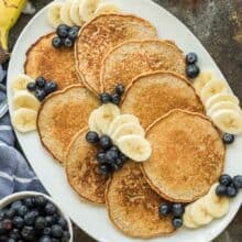 banana oatmeal pancakes on a platter