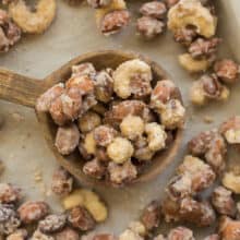 candied nuts overhead on pan