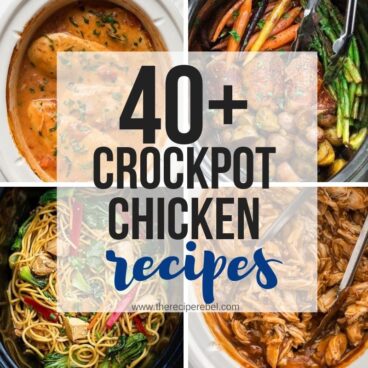 square image collage for crockpot chicken recipes with four images