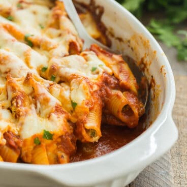 ricotta stuffed shells in scoop
