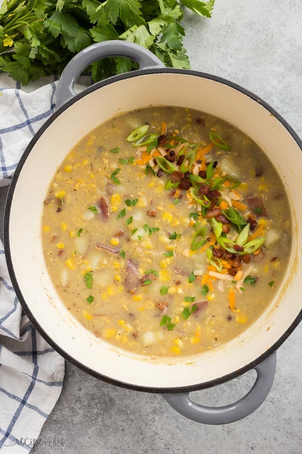 potato corn chowder overhead