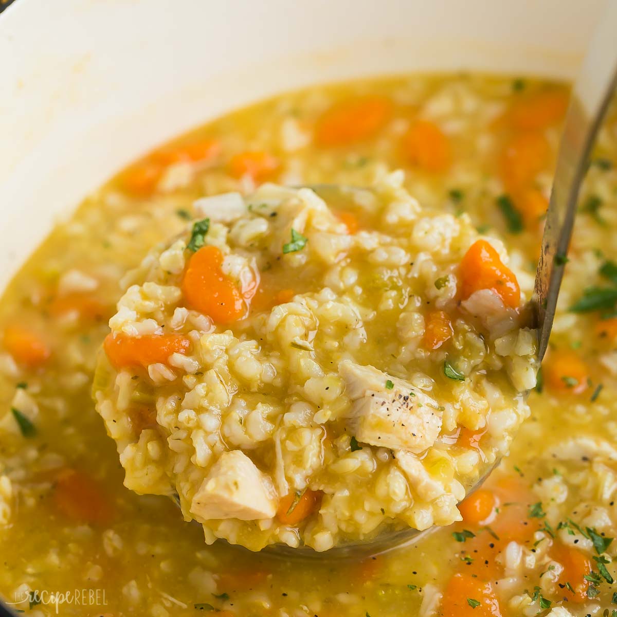 Chicken Rice Soup (Stove Top or Slow Cooker) - The Recipe Rebel