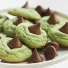 hershey kiss cookies on white tray