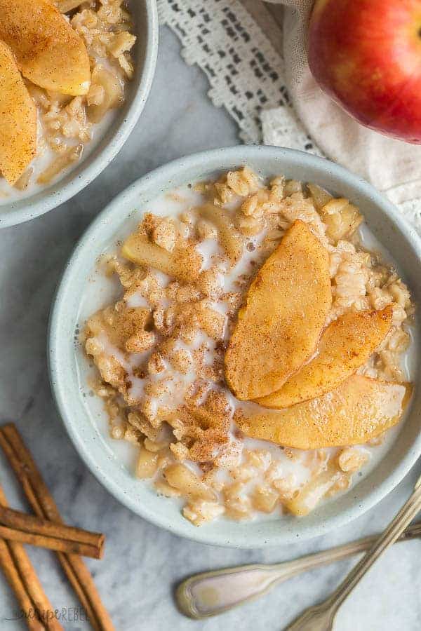 apple cinnamon oatmeal (stove top or microwave)