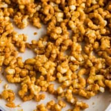 caramel puff corn on sheet pan