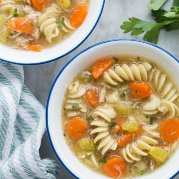 turkey noodle soup with homemade turkey broth