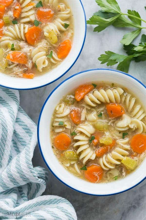turkey noodle soup with homemade turkey broth