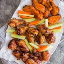 slow cooker chicken wings crockpot on platter