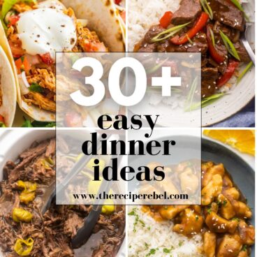 square collage for easy dinner recipes with four images.
