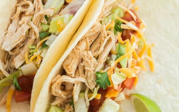 instant pot chicken tacos close up