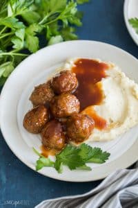 instant pot meatballs and mashed potatoes with honey garlic sauce