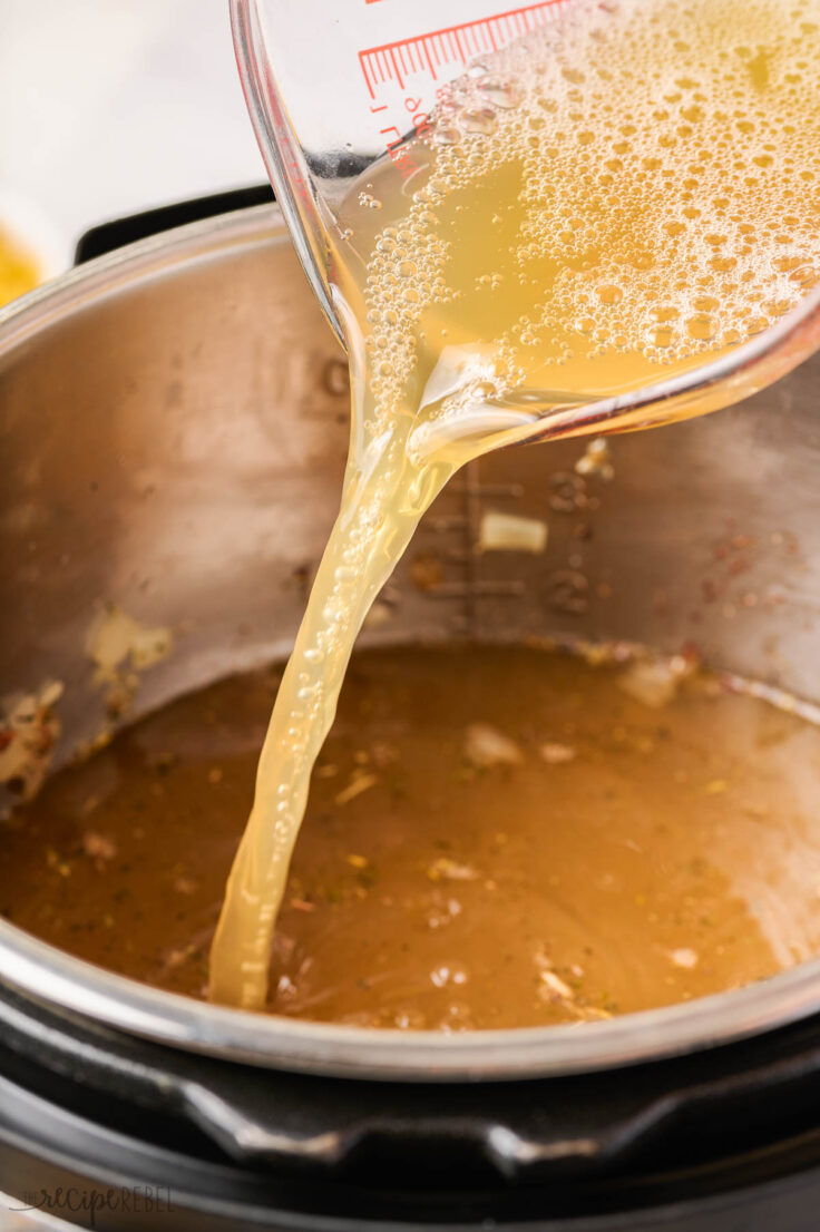 broth added to instant pot to make soup