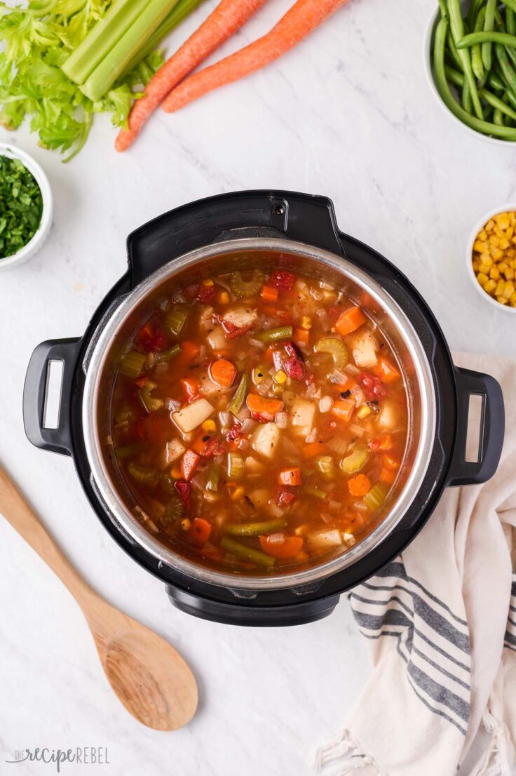 vegetable soup in instant pot cooked