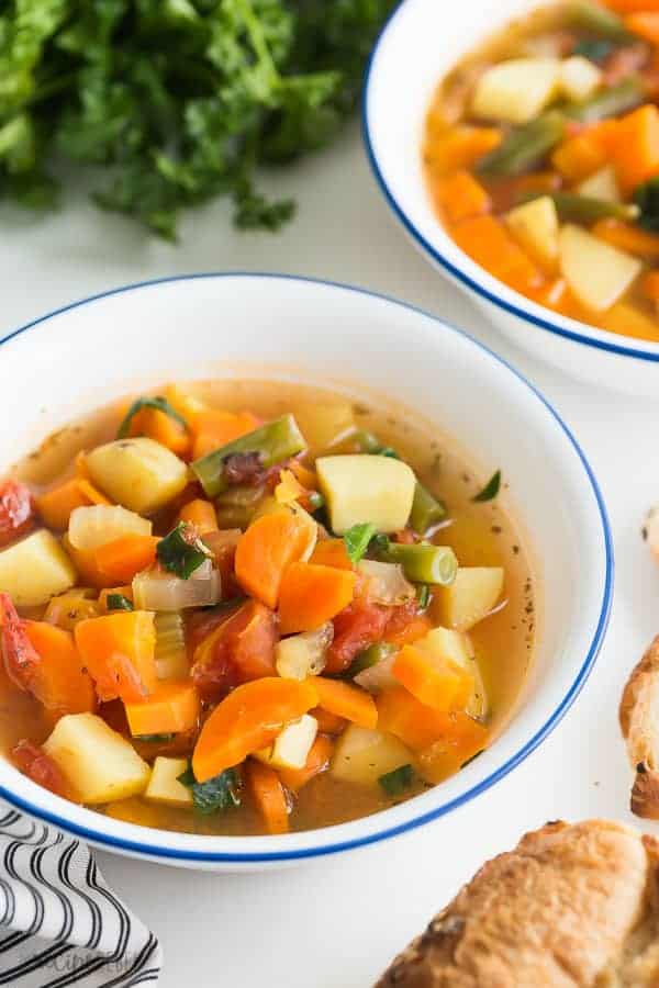 instant pot vegetable soup close up