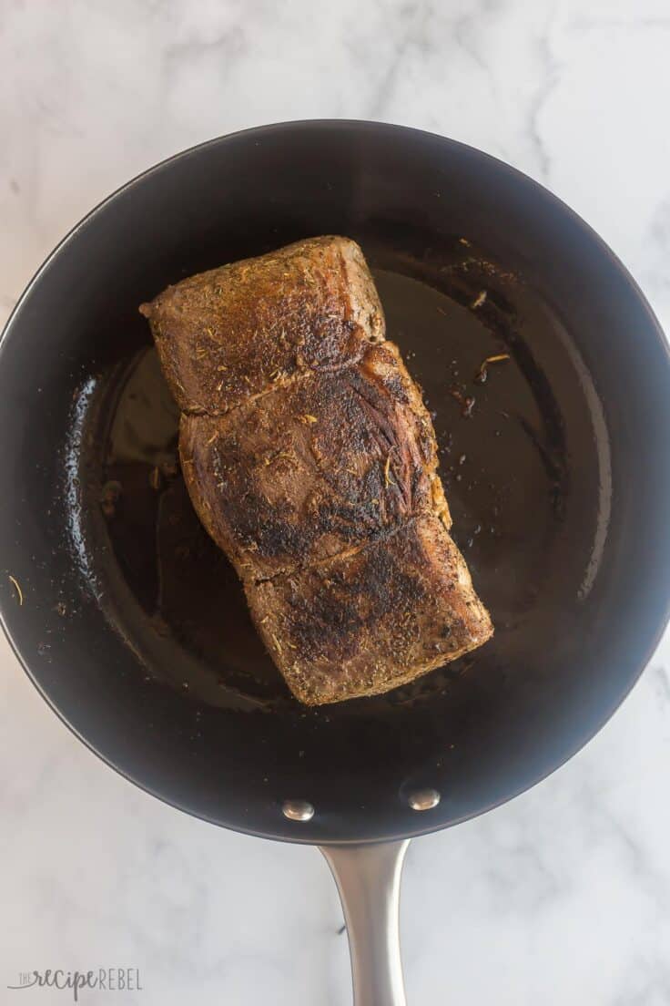 roast beef browned in large black skillet