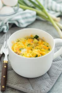 breakfast in a mug with eggs
