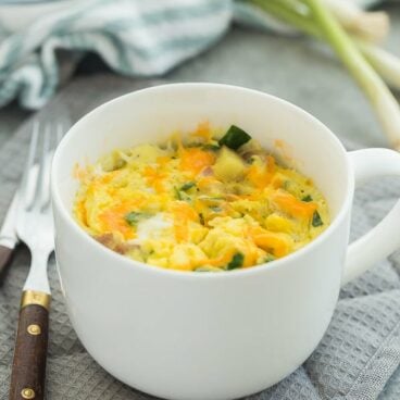 breakfast in a mug with eggs