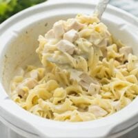 crockpot chicken and noodles in slow cooker