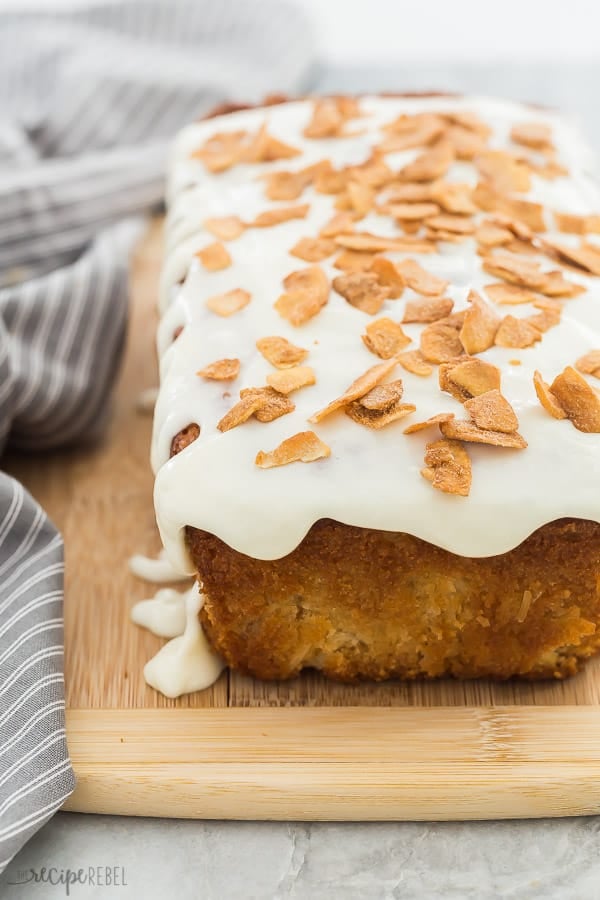 coconut bread with cream cheese glaze whole